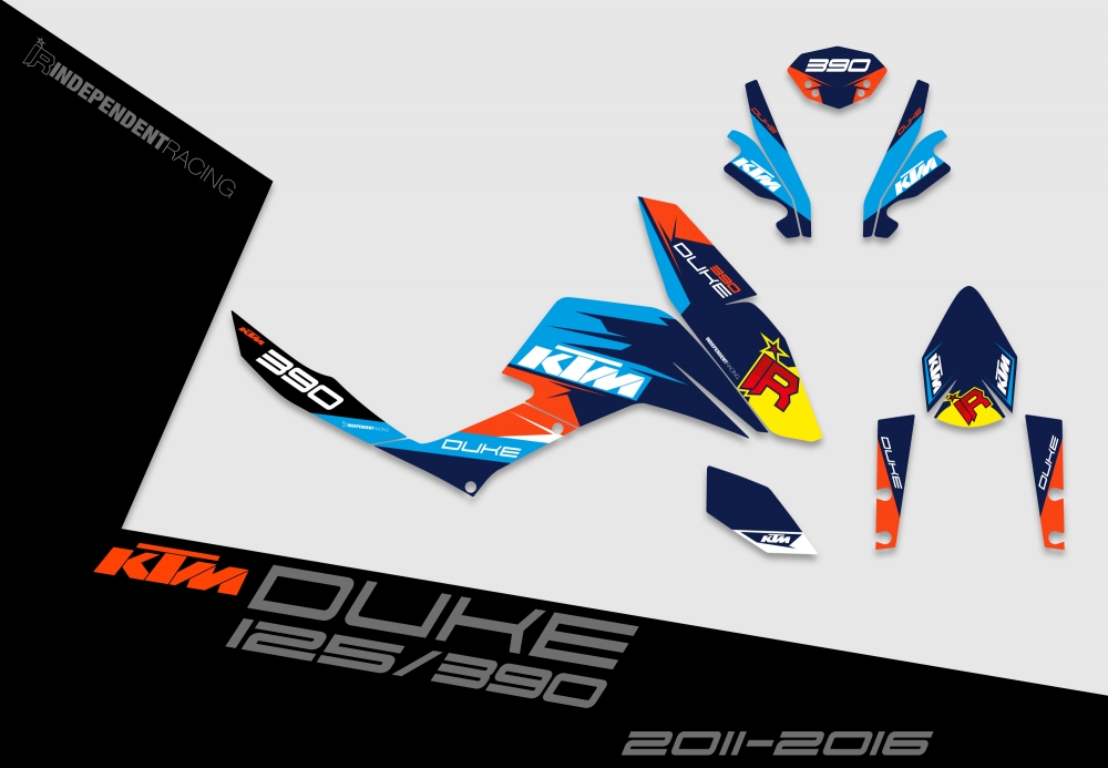KTM Duke 125/390 2012 - 2016 | Dekor Stock 1A | 2D-Ansicht