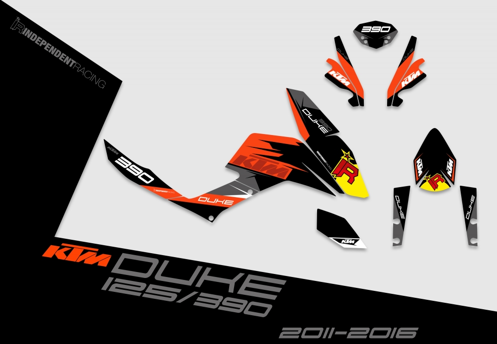 KTM Duke 125/390 2012 - 2016 | Dekor Stock 1B | 2D-Ansicht