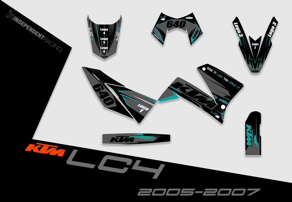 KTM Lc4 2005 - 2007 | Decal Stock 1B | 2D view