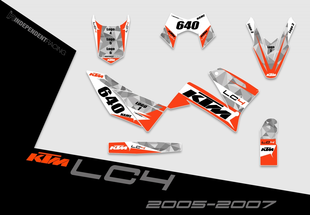 KTM Lc4 2005 - 2007 | Decal Stock 2A | 2D view