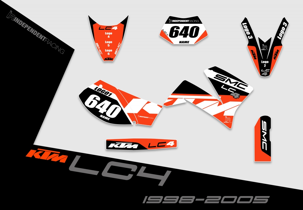 KTM Lc4 1999 - 2004 | Dekor Factory 1B | 2D-Ansicht