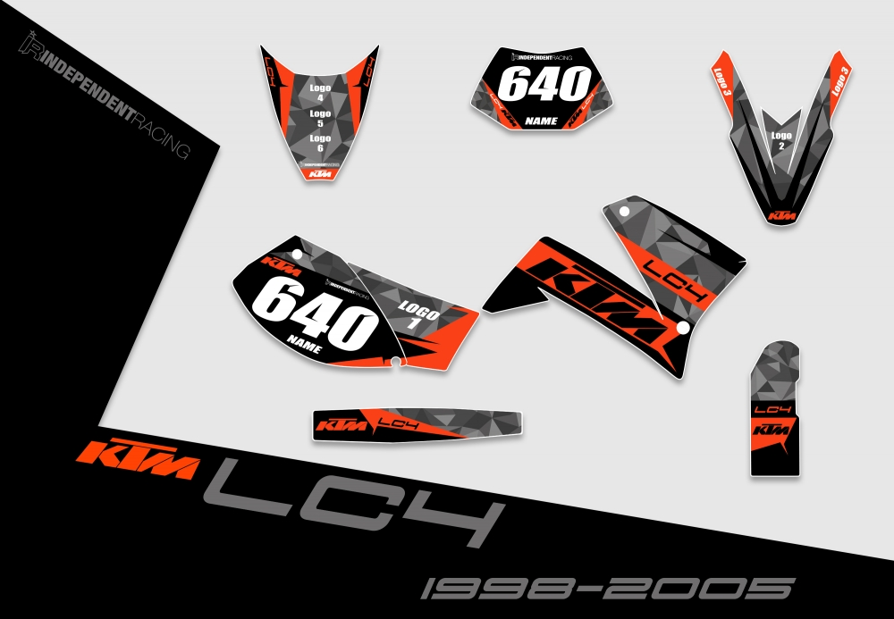 KTM Lc4 1999 - 2004 | Decal Stock 2B | 2D view