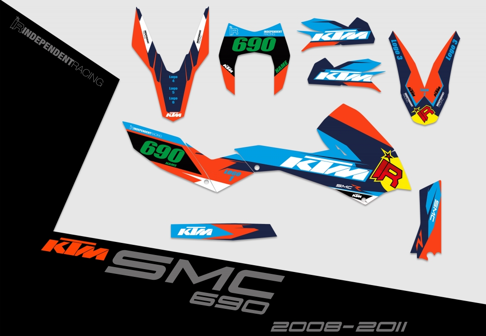 KTM 690 SMC 2008 - 2017 | Decal Factory 2B | 2D view