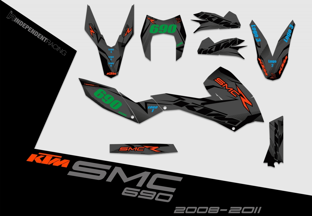KTM 690 SMC 2008 - 2017 | Decal Stock 2A | 2D view