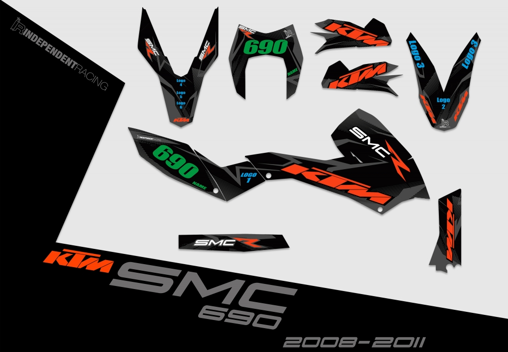 KTM 690 SMC 2008 - 2017 | Decal Stock 2B | 2D view