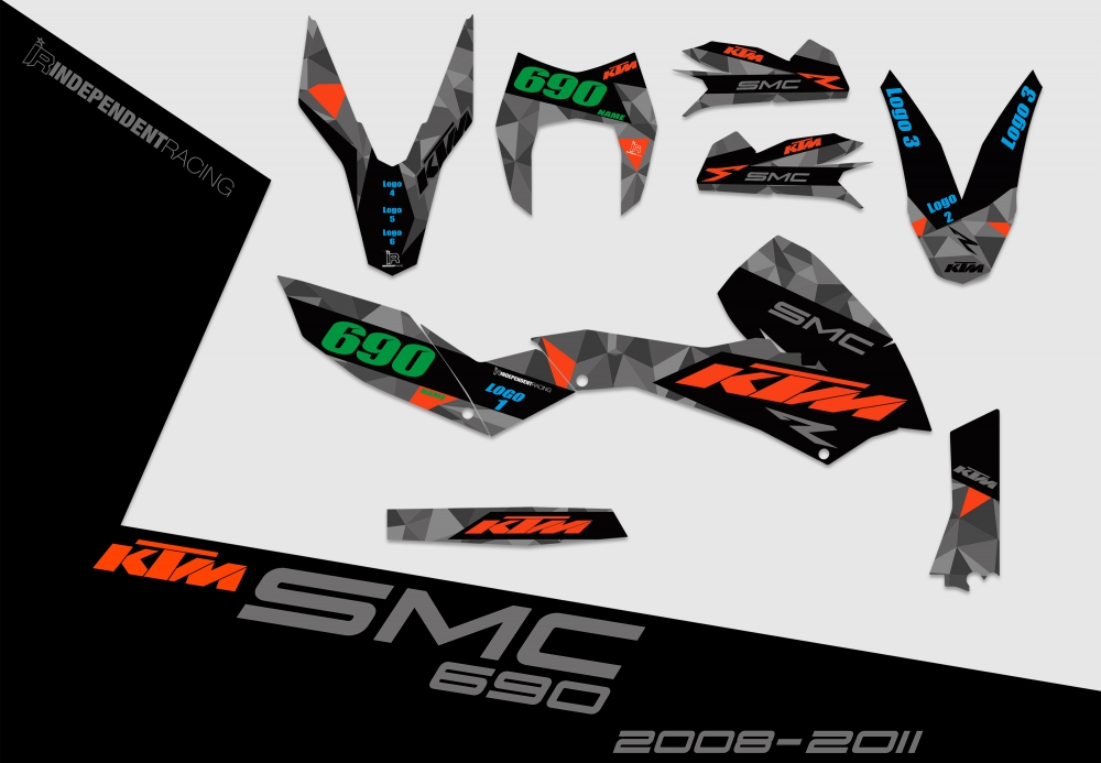 KTM 690 SMC 2008 - 2017 | Decal Stock 3A | 2D view