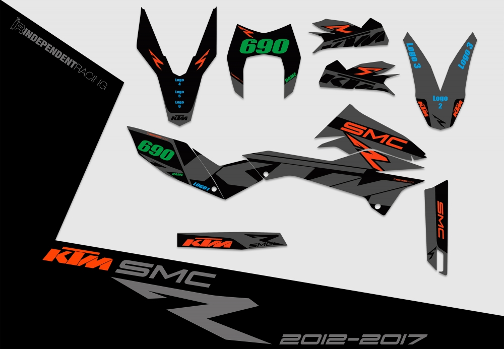 KTM 690 SMCR 2008 - 2017 | Decal Factory 1A | 2D view