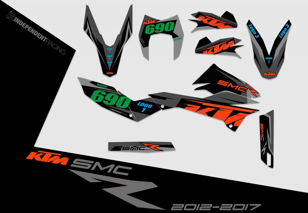 KTM 690 SMCR 2008 - 2017 | Decal Stock 1B | 2D view