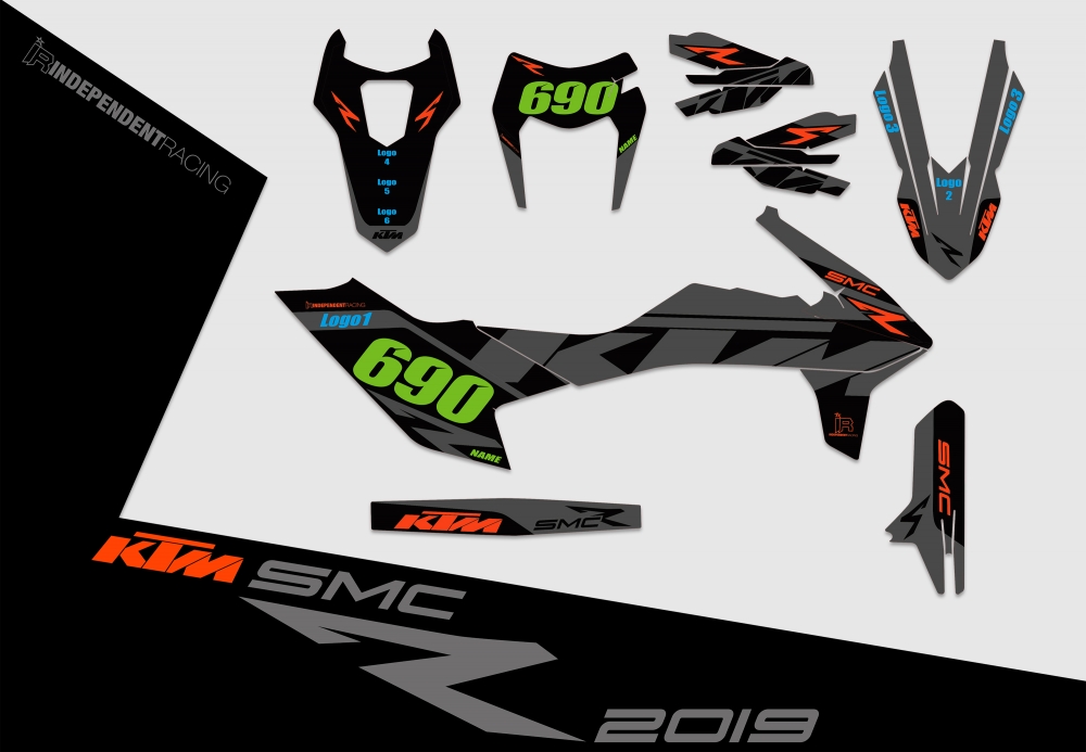 KTM 690 SMCR from 2019 | Decal Factory 1B | 2D view