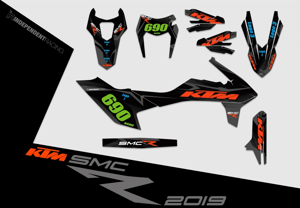 KTM 690 SMCR from 2019 | Decal Stock 2B | 2D view