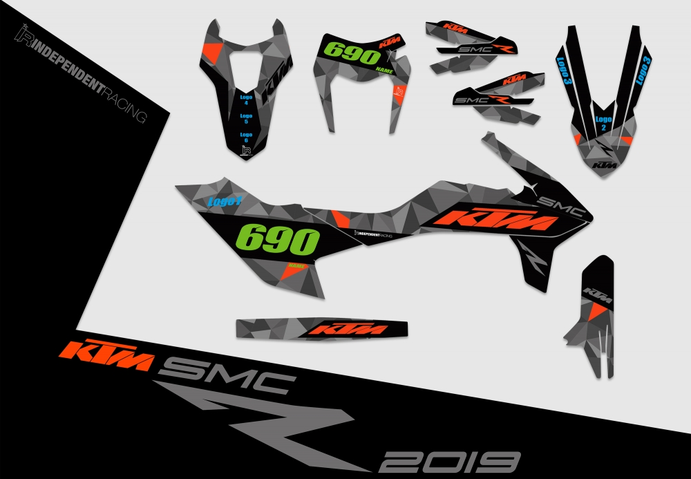 KTM 690 SMCR from 2019 | Decal Stock 3A | 2D view
