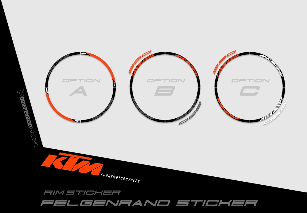 KTM Duke 125/390 2012 - 2016 | Dekor Factory 3A | Felgenrandaufkleber