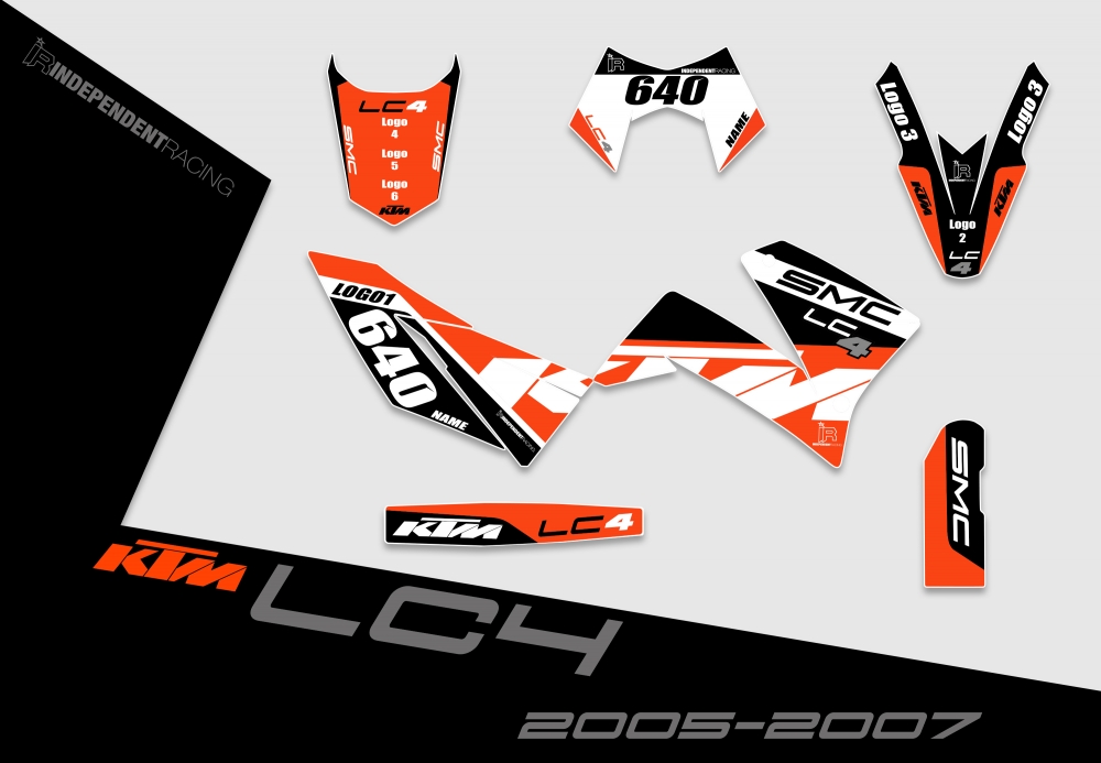 KTM Lc4 2005 - 2007 | Decal Factory 1B | 2D view