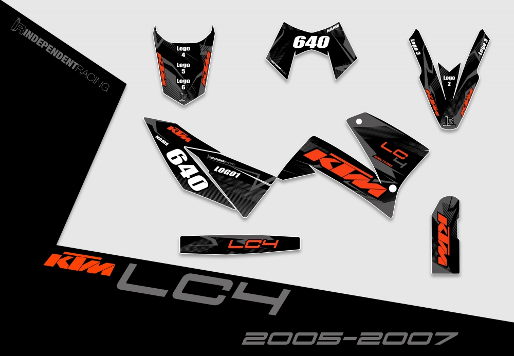 KTM Lc4 2005 - 2007 | Dekor Stock 3A | 2D-Ansicht