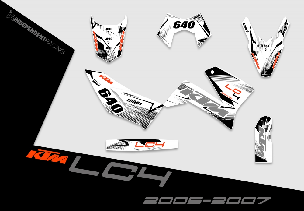 KTM Lc4 2005 - 2007 | Decal Stock 3B | 2D view
