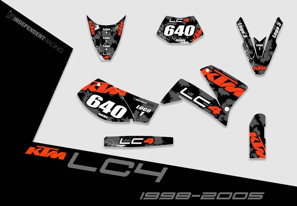 KTM Lc4 1999 - 2004 | Dekor Factory 3A | 2D-Ansicht