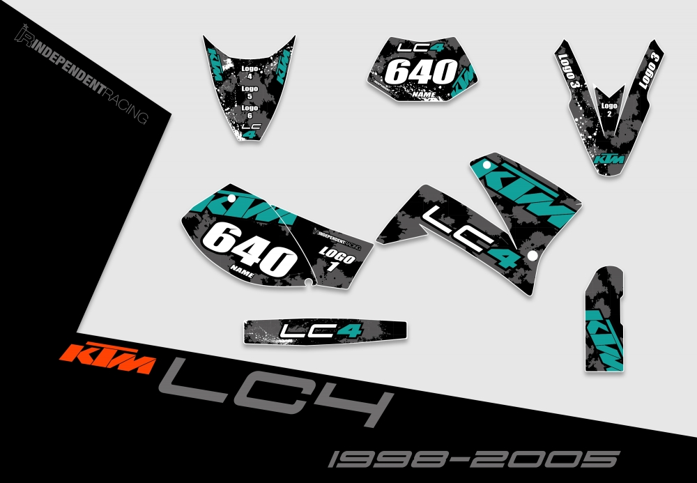 KTM Lc4 1999 - 2004 | Dekor Factory 3B | 2D-Ansicht