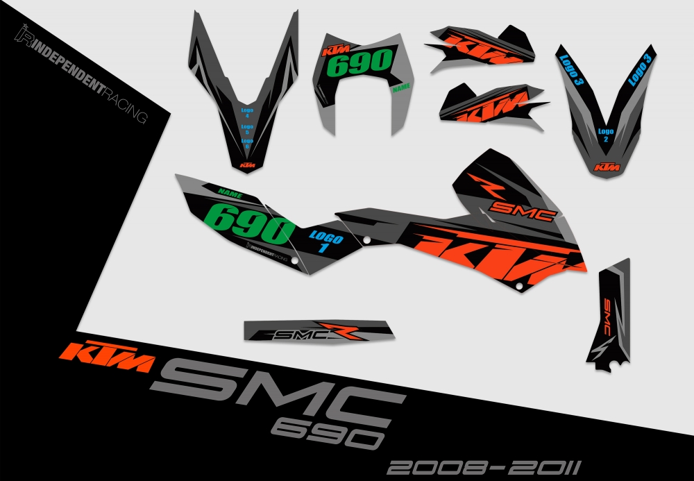 KTM 690 SMC 2008 - 2017 | Decal Stock 1B | 2D view