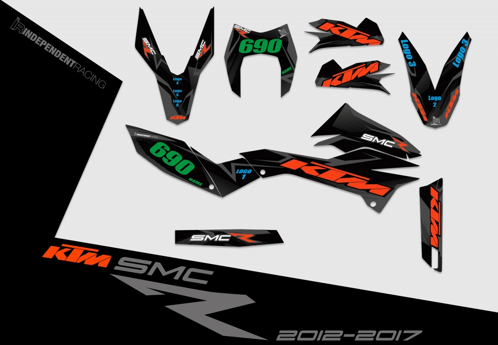 KTM 690 SMCR 2008 - 2017 | Decal Stock 2B | 2D view