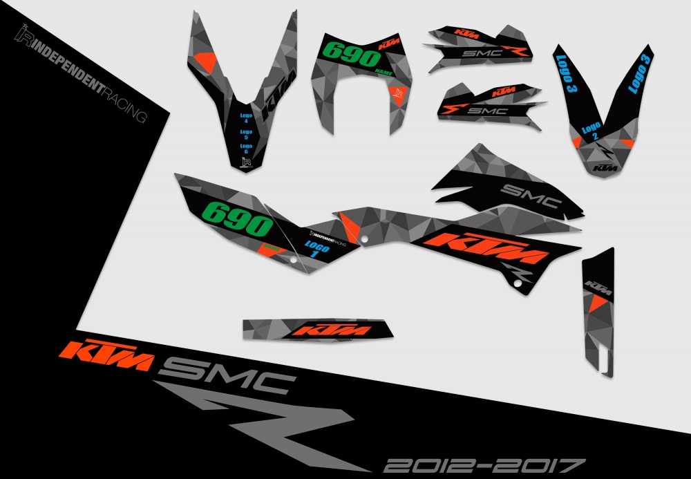 KTM 690 SMCR 2008 - 2017 | Decal Stock 3A | 2D view