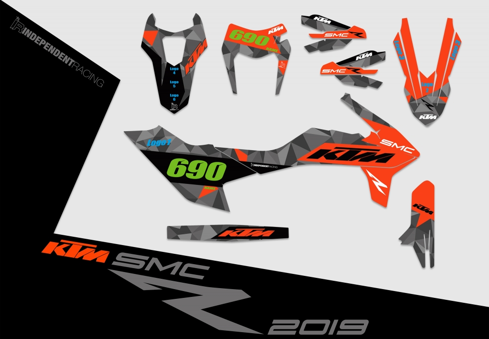 KTM 690 SMCR from 2019 | Decal Stock 3B | 2D view