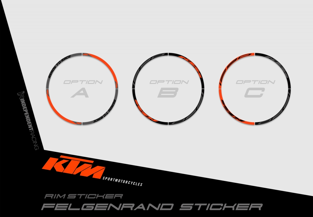 KTM Superduke 1290 2017 - 2019 | Dekor Stock 3A | Felgenrandaufkleber