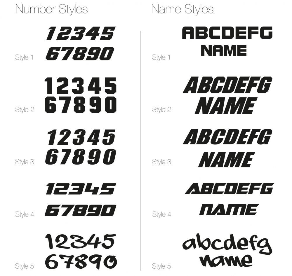 CustomDecal Customizer | name, number and fontsize Styles Name and Number